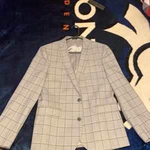 Mens slim grey checked dress jacket
